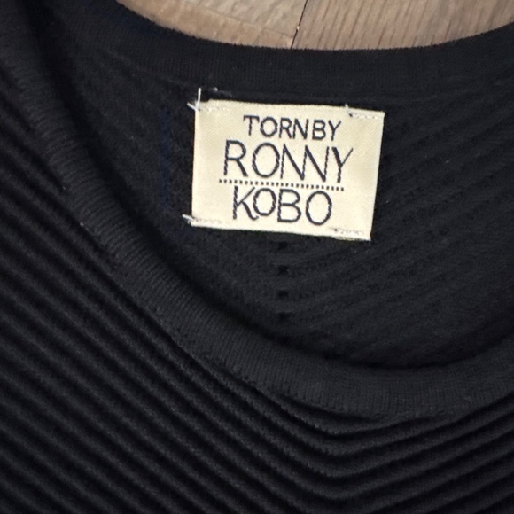 Torn by Ronny Kobo textured ribbed fit & flare sleeveless black dress Size S - Picture 3 of 4